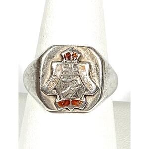 Ring 9.5 Sterling Silver Men’s Vintage WCI Cross Crown Light Torch